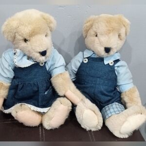 Adorable Plush Teddy Bears in Denim Outfits